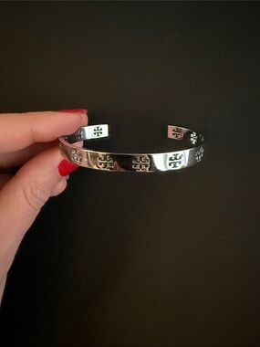 Tory Burch Silver Logo Stamped Ring